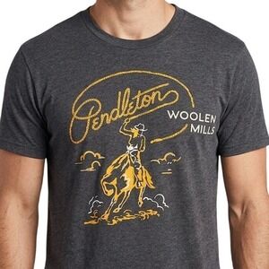 Pendleton Woolen Mills Cowboy Lasso Graphic T-Shirt Charcoal Grey Men Small S/P